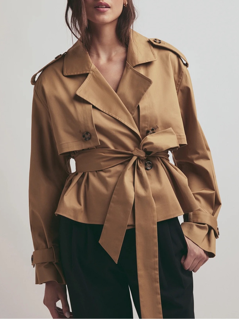 Favorite Daughter Charles Cropped Trench Coat in sand